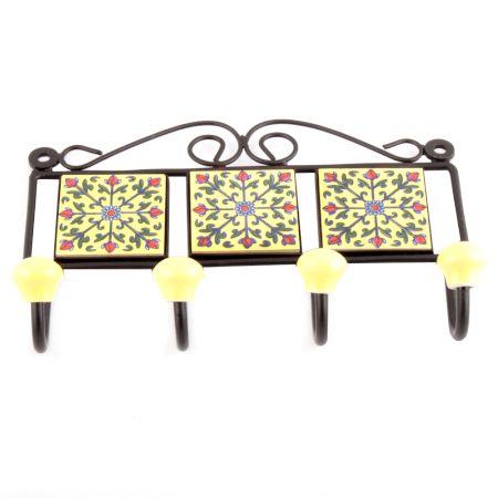Yellow  Red Rose Tiny Flower Tiles Hooks
